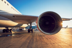 Airplane stationed on the runway