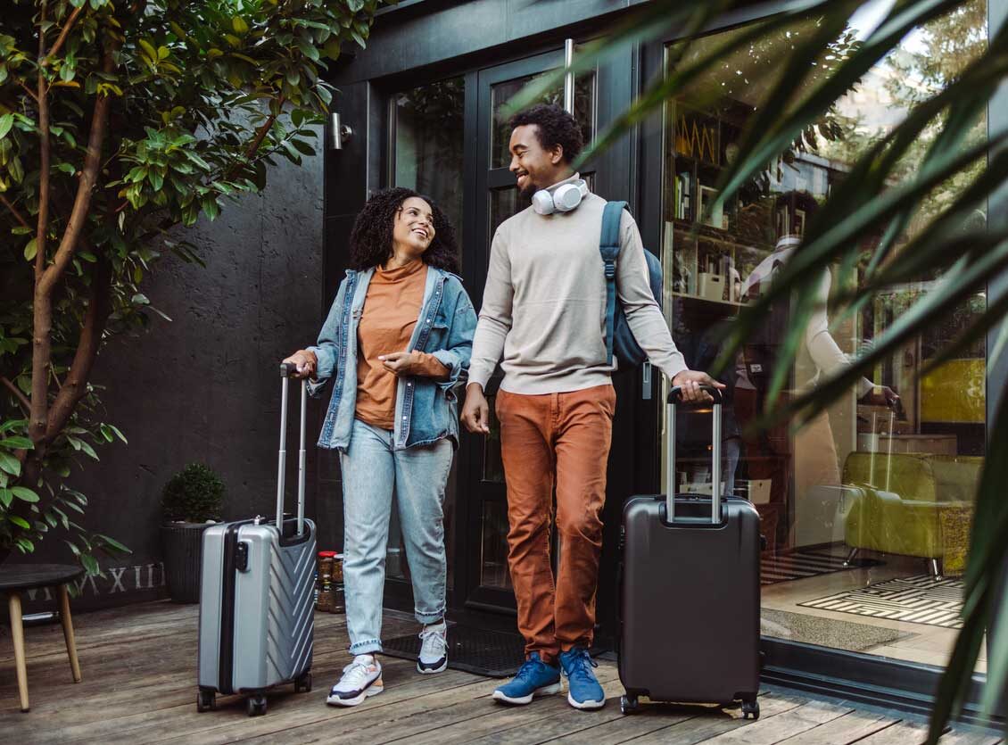 Tourists with suitcases