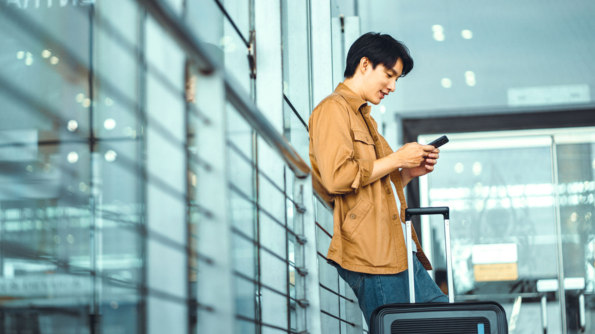 Traveller waiting at airport